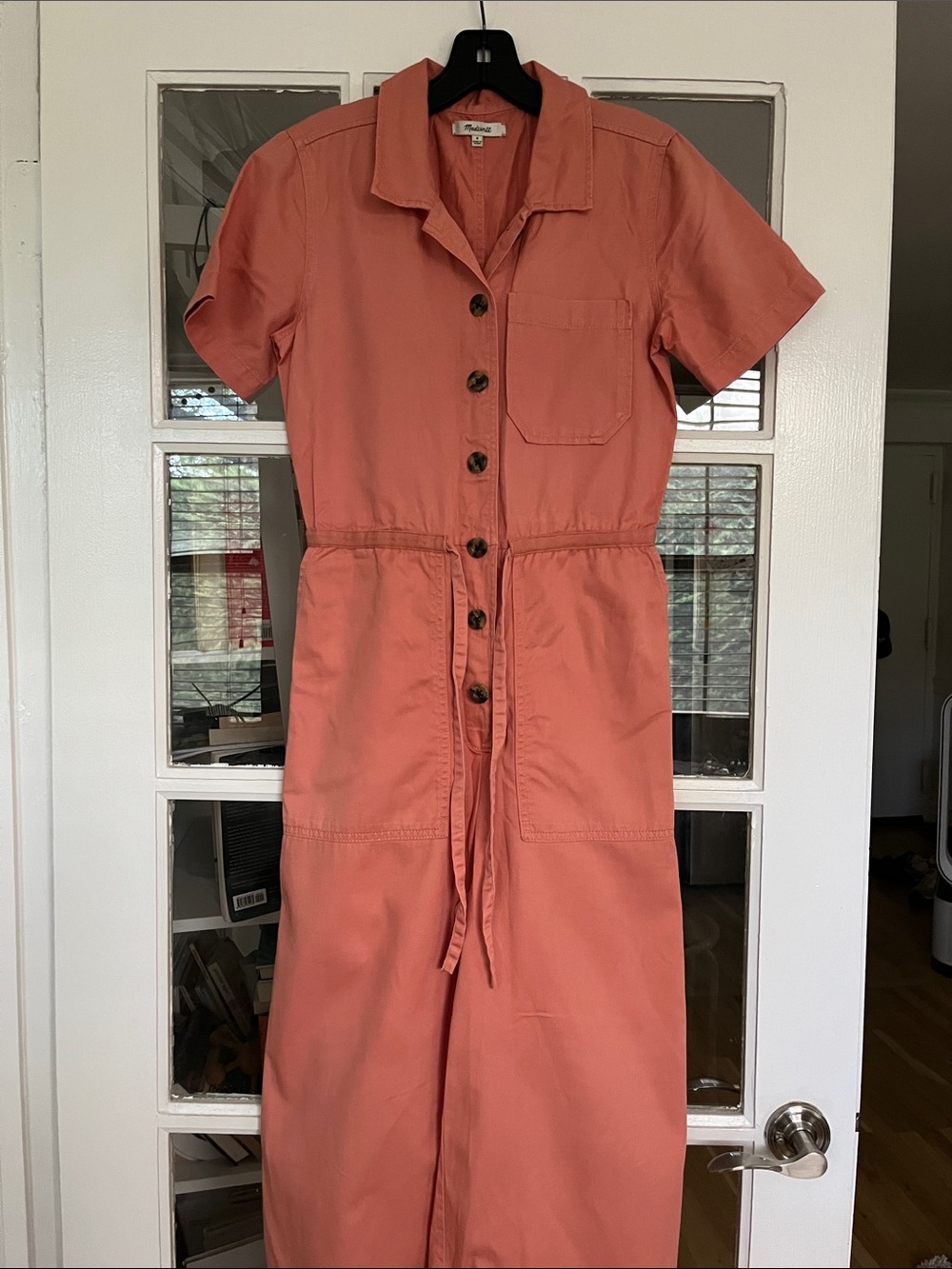 Madewell Coral Utility Button-Front Jumpsuit size 0